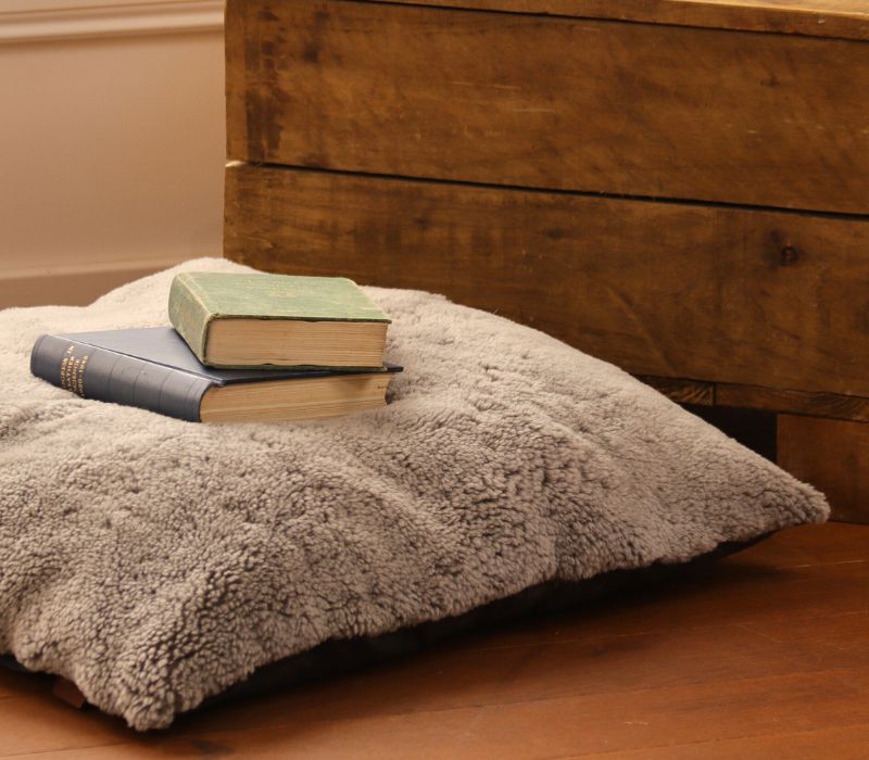 Floor Cushion in Cropped Grey Sheepskin