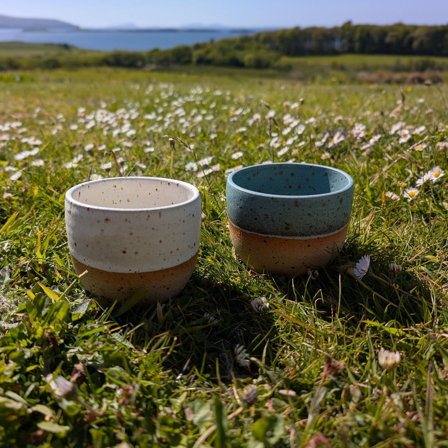 Small Hand Thrown Skye Tumbler Cup (White or Coral Blue)
