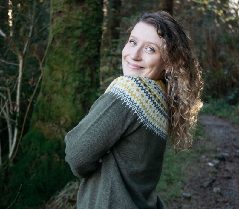 Dorothy Yoke Crew Jumper in Lichen