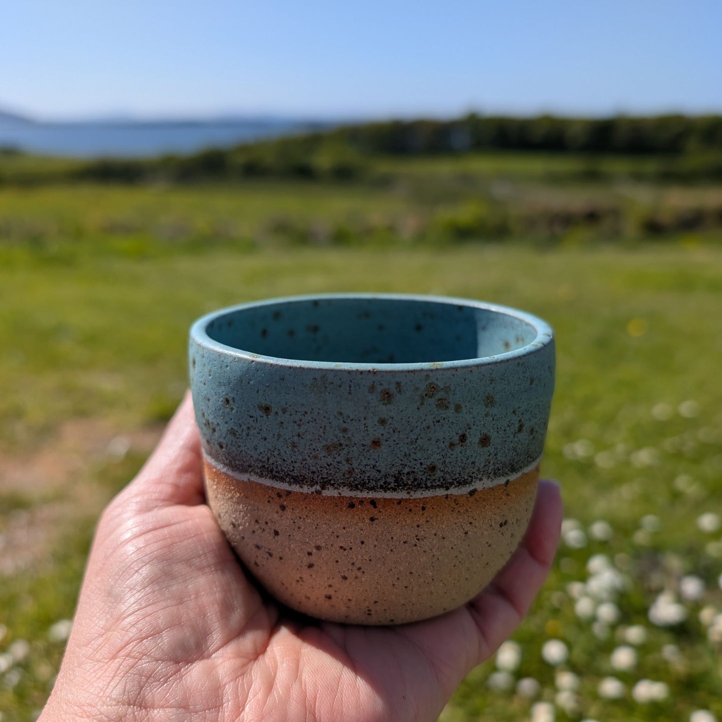 Small Hand Thrown Skye Tumbler Cup (White or Coral Blue)