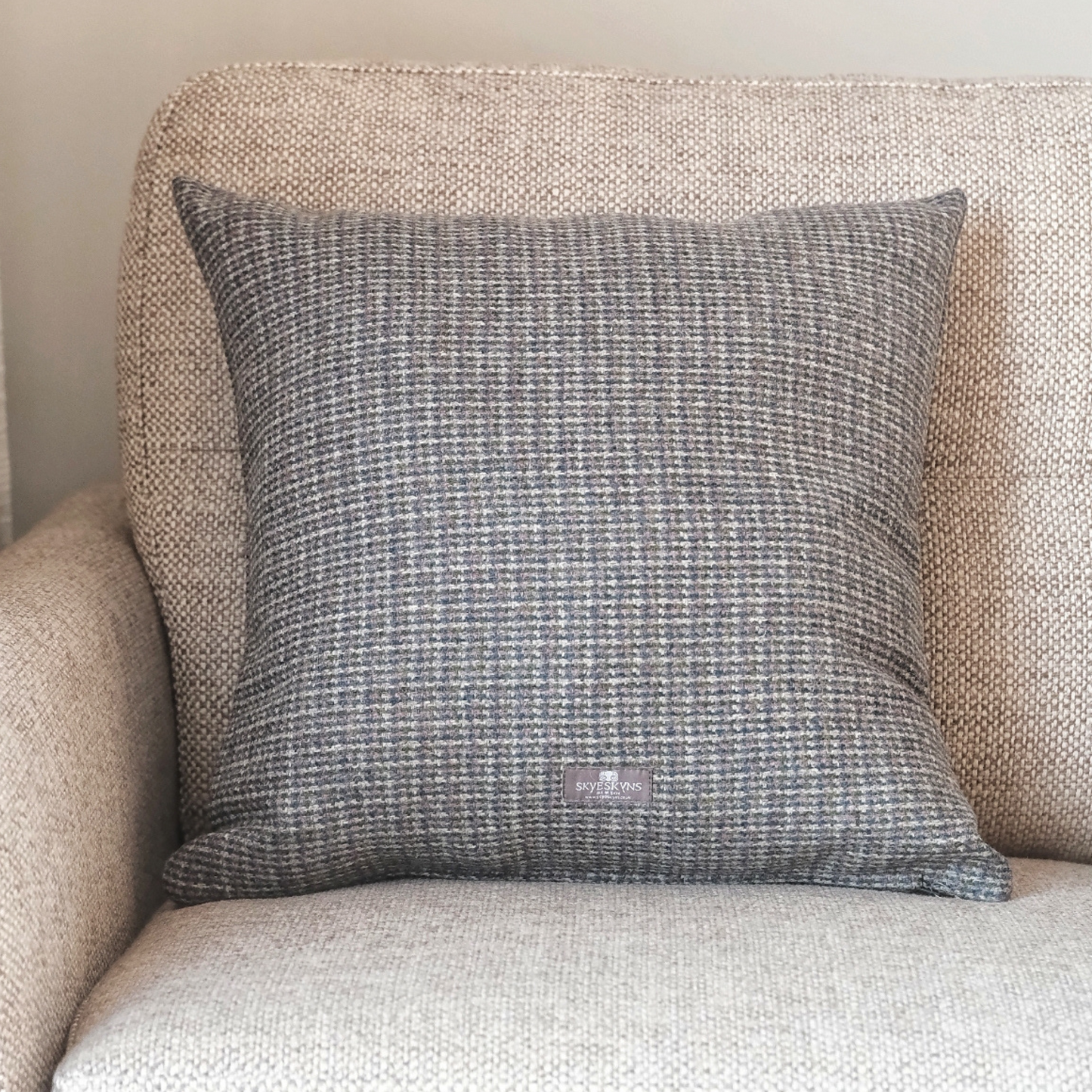 Skye Tweed Square Cushion in Heather