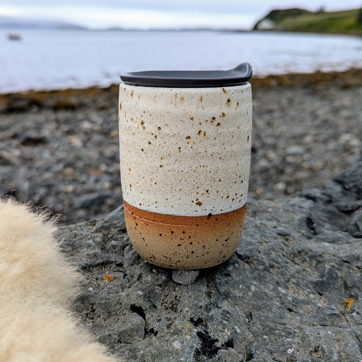 Hand Thrown Skye Travel Mug (White or Coral Blue)
