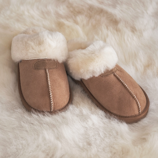 SHEEPSKIN MULE SLIPPERS CHESTNUT (UK 4-8)