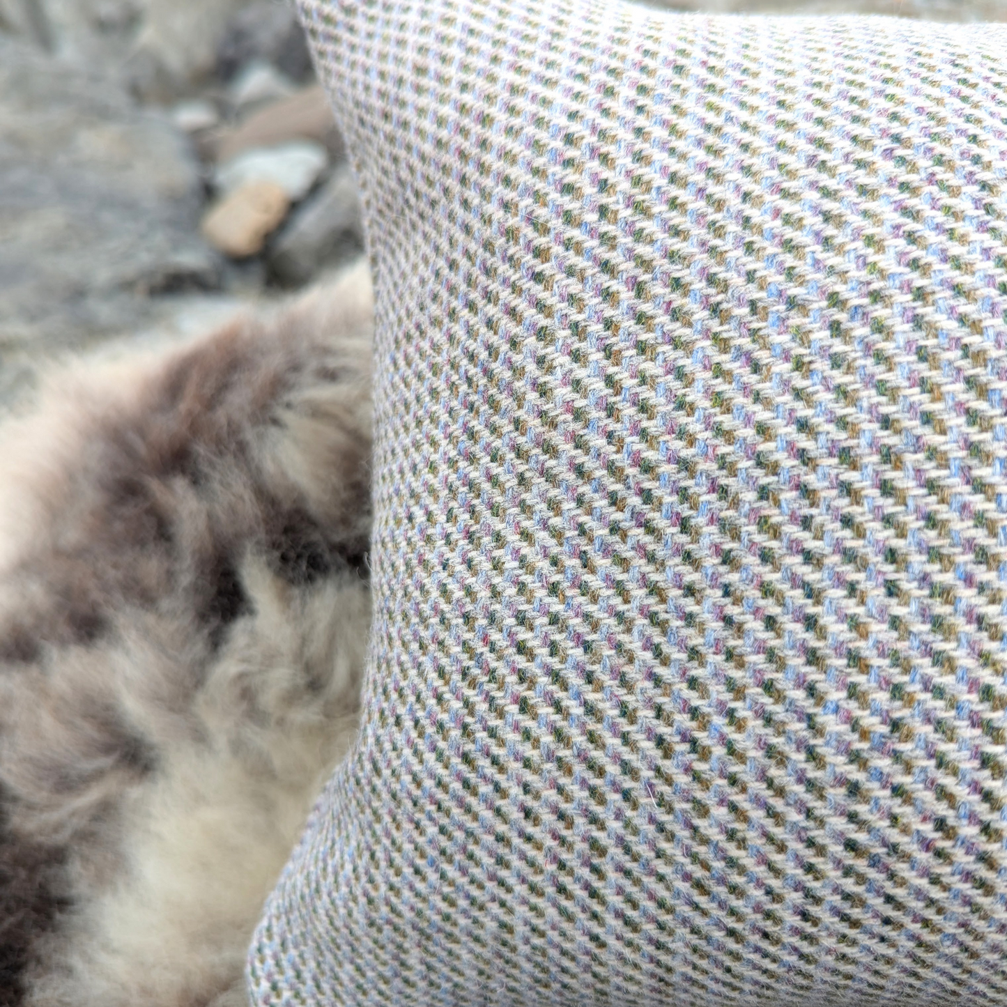 Skye Tweed Oblong Cushion in Grey