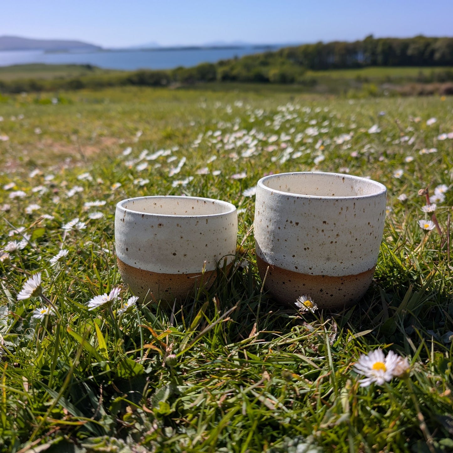 Small Hand Thrown Skye Tumbler Cup (White or Coral Blue)