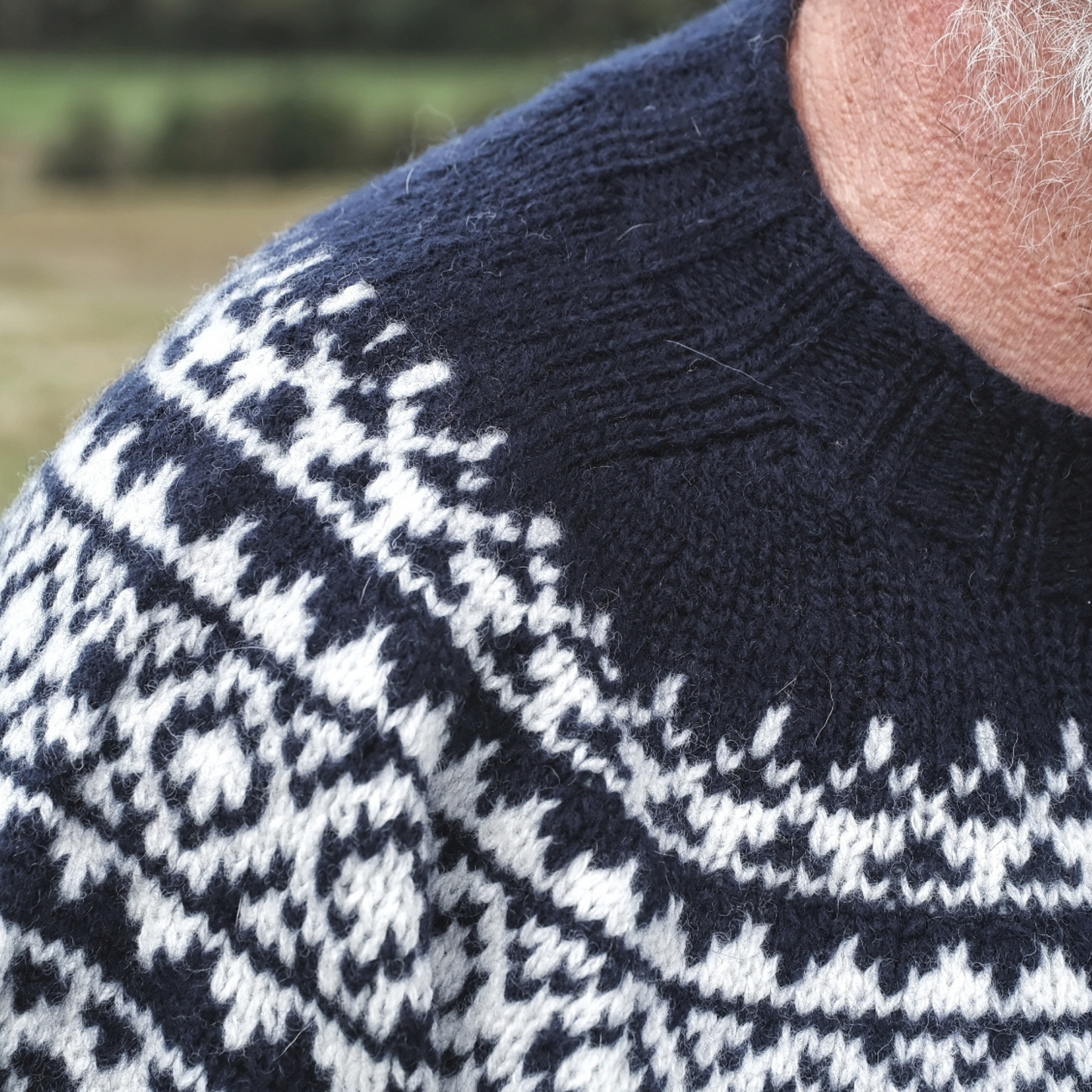 Men's Harley of Scotland Lambswool Fairisle Crew Neck Sweater