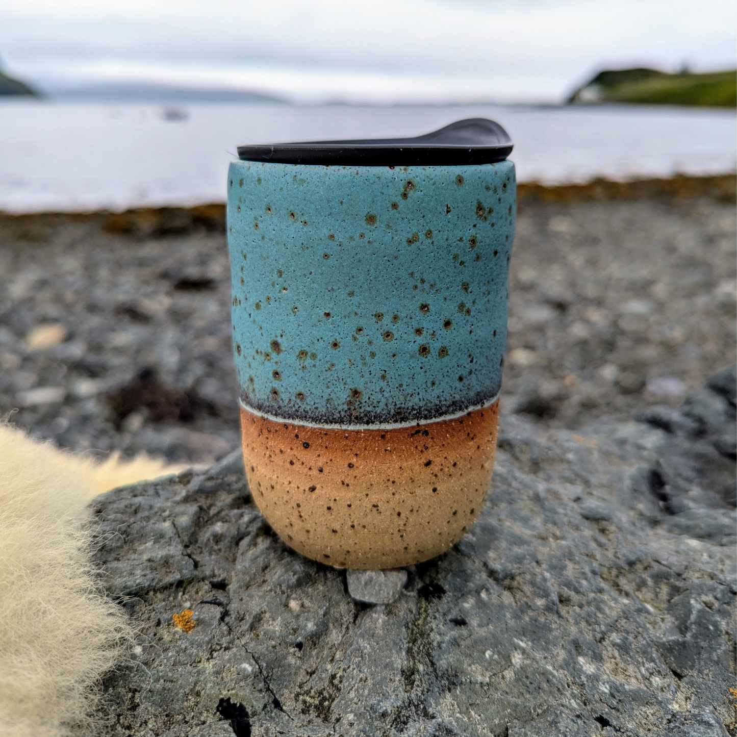 Hand Thrown Skye Travel Mug (White or Coral Blue)