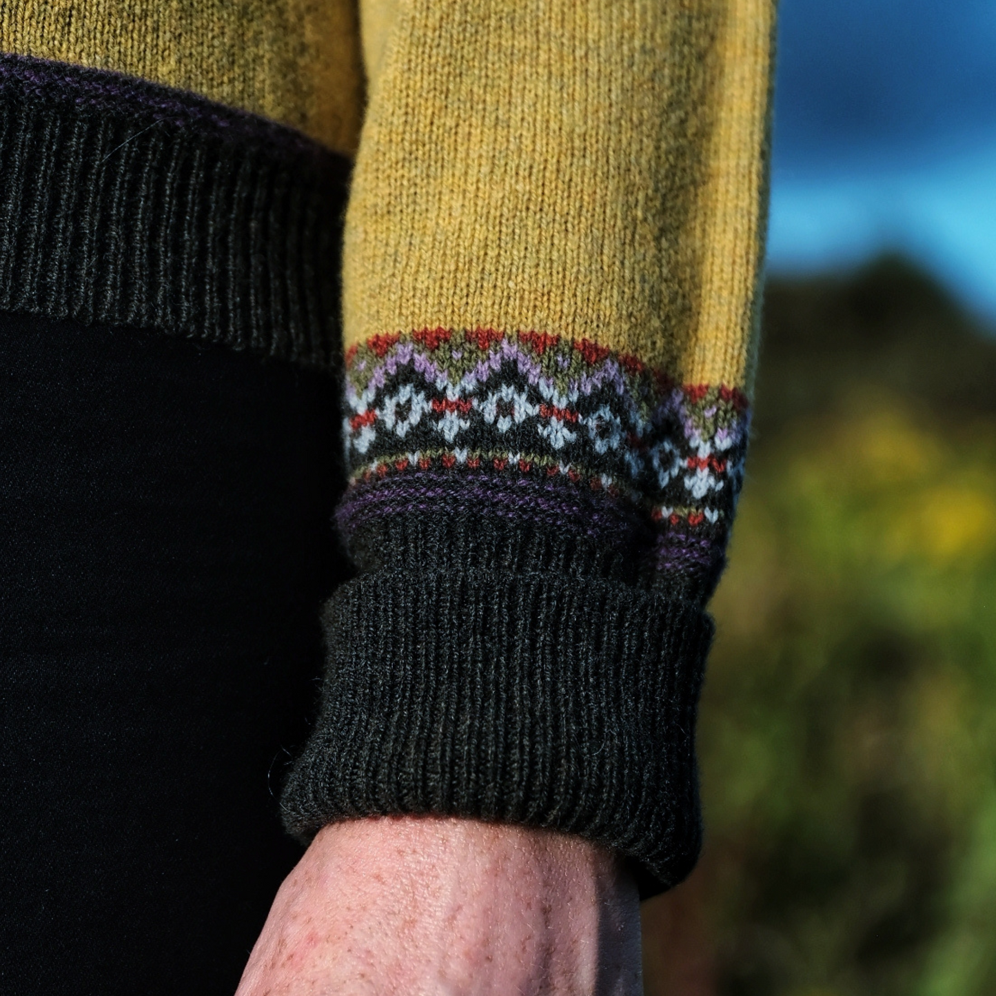 ERIBÉ Knitwear Scotland Ladies Findhorn Lambswool Fairisle Crew Neck Sweater