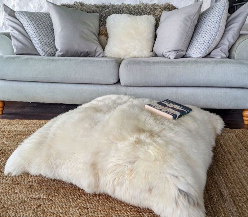 Sheepskin Floor Cushion in Cappuccino