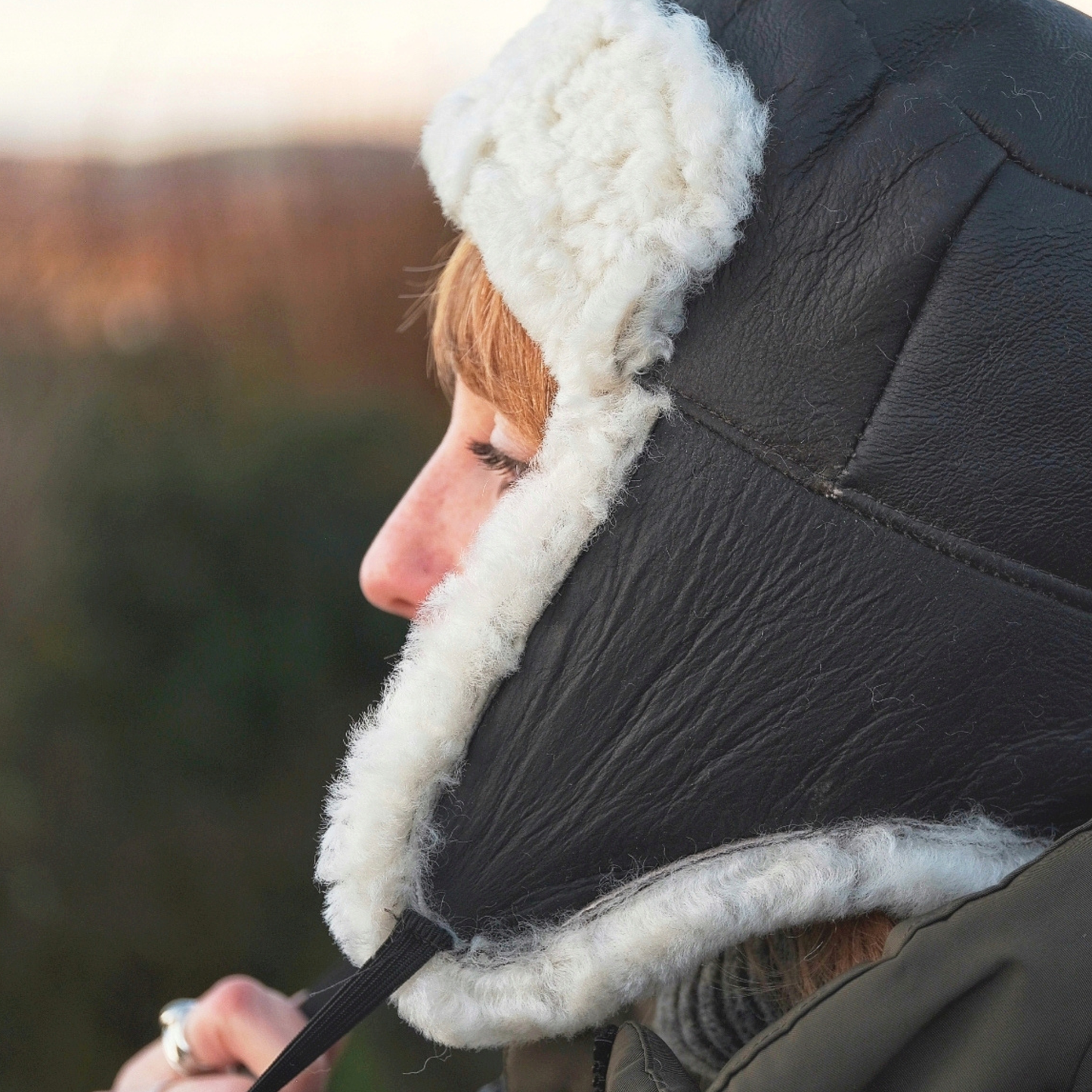 Trapper Hat in Brown and Cream