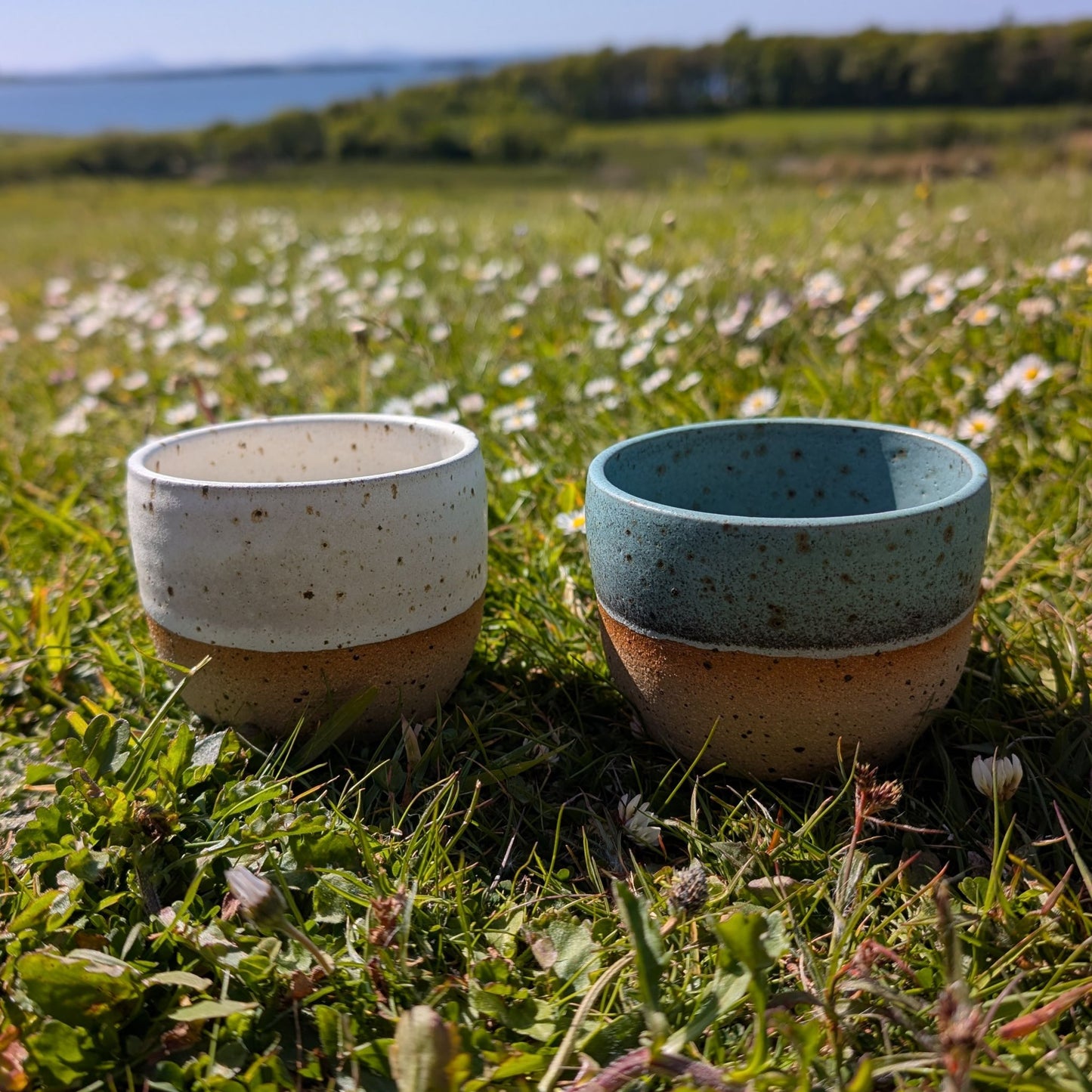 Small Hand Thrown Skye Tumbler Cup (White or Coral Blue)