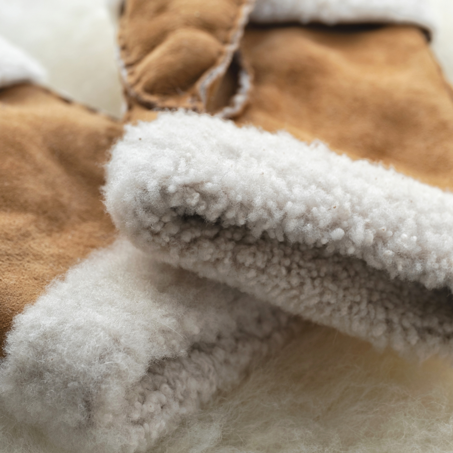 Fingerless Lambskin Mitts in Tan or Brown