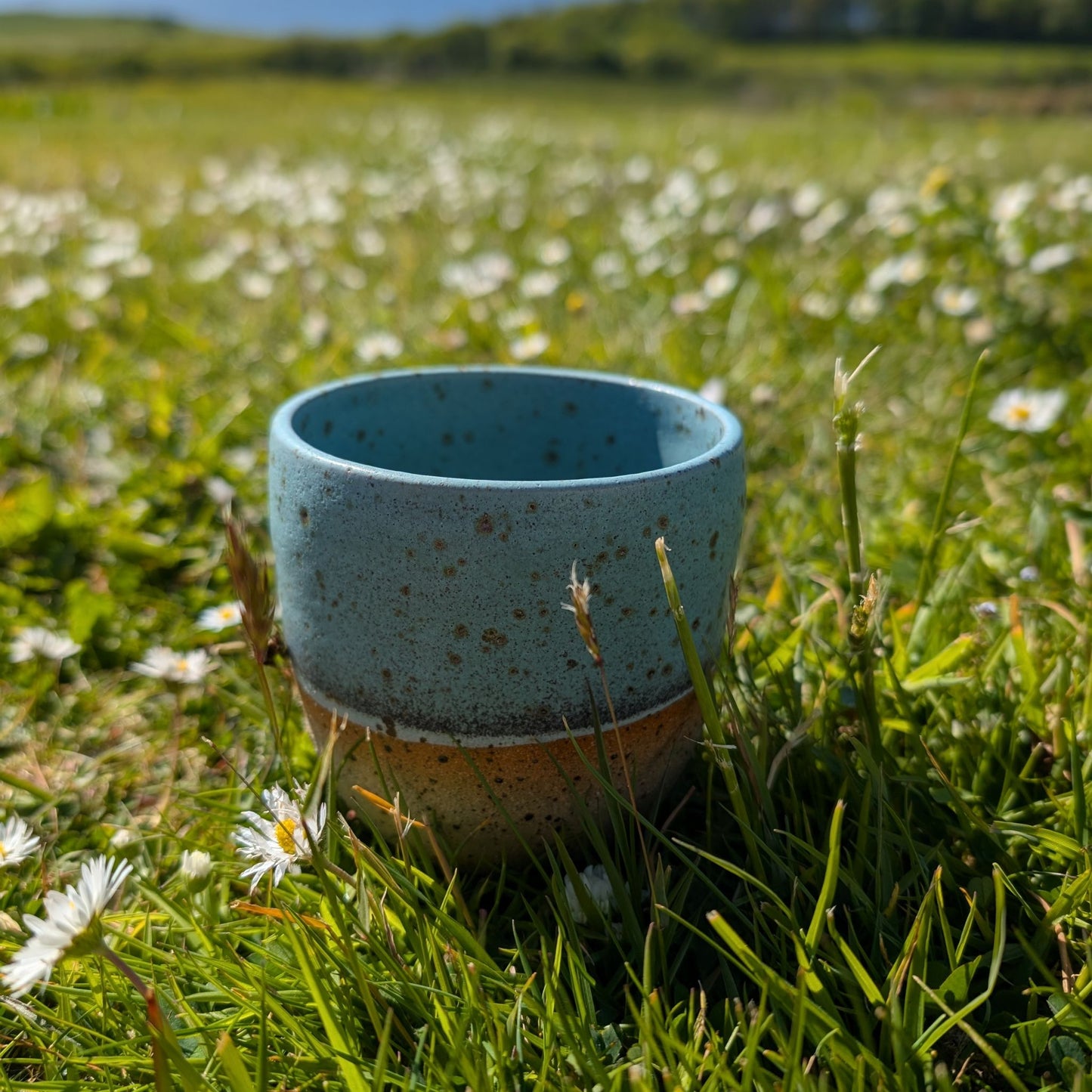 Small Hand Thrown Skye Tumbler Cup (White or Coral Blue)