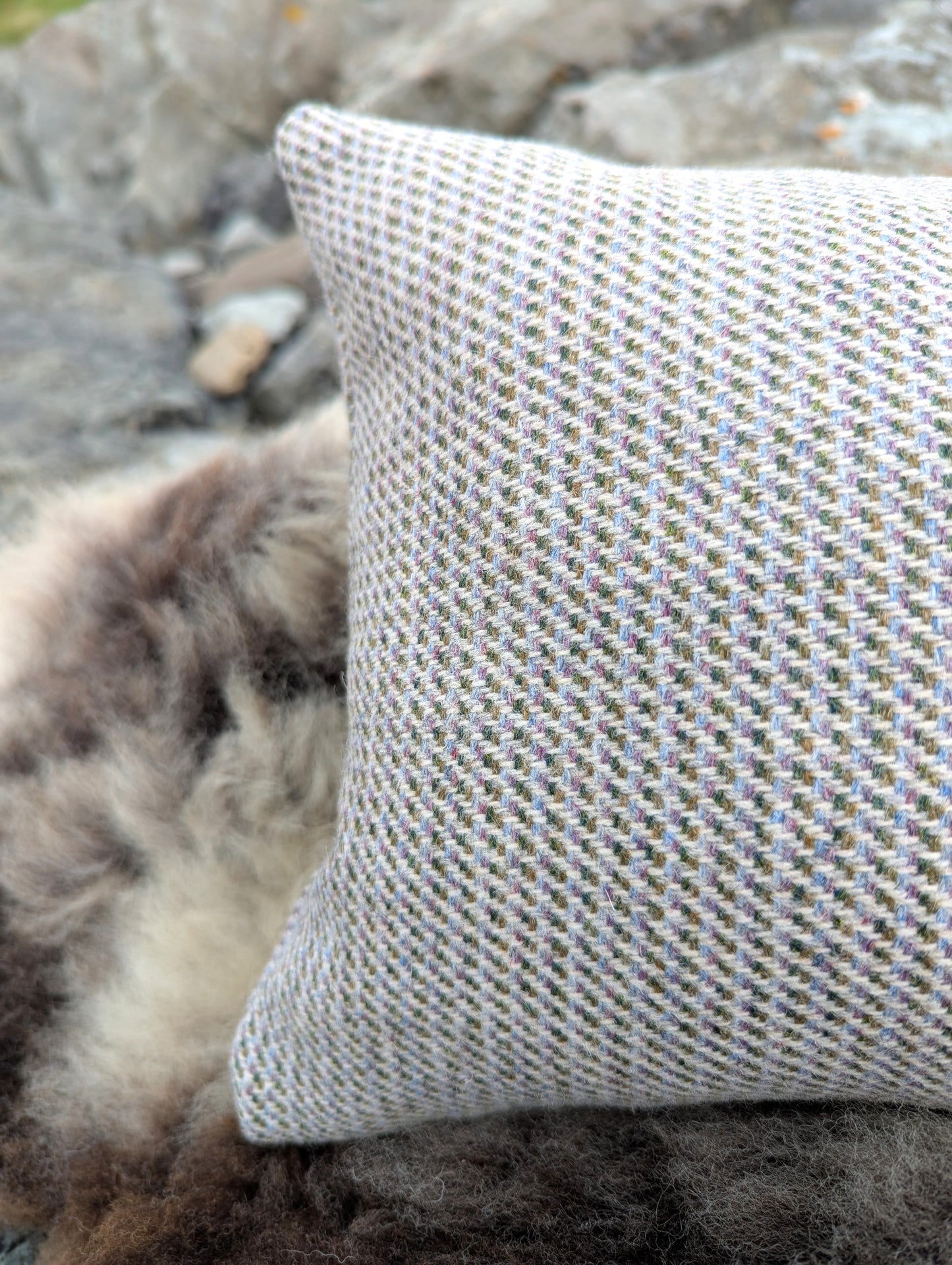 Skye Tweed Oblong Cushion in Grey