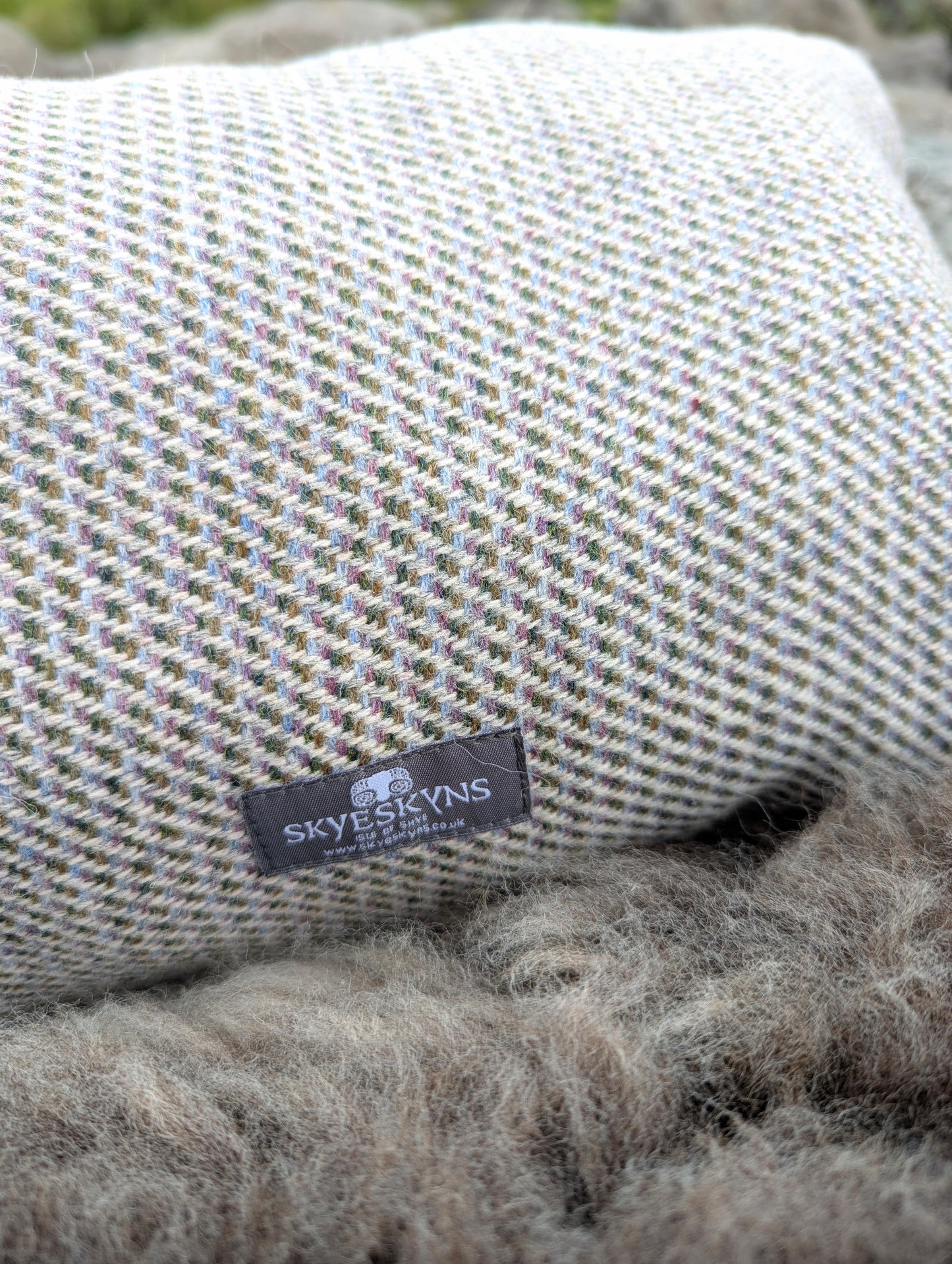 Skye Tweed Oblong Cushion in Grey