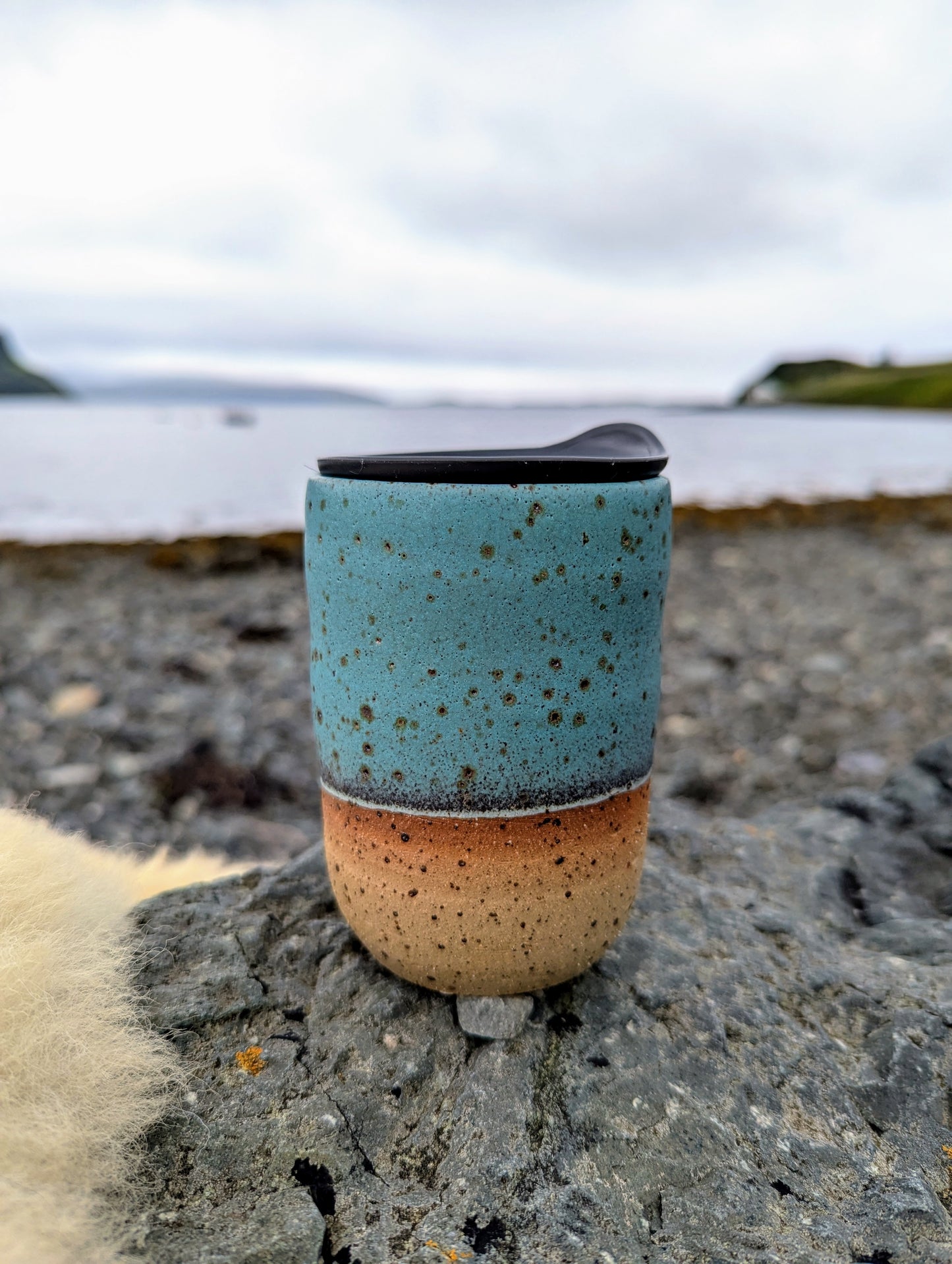 Hand Thrown Skye Travel Mug (White or Coral Blue)