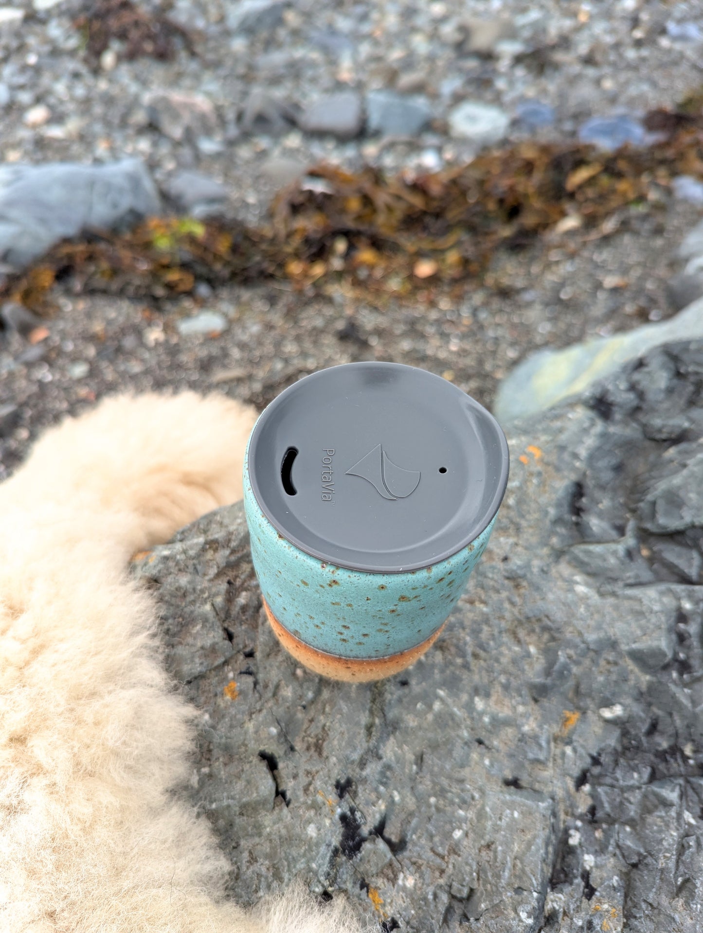 Hand Thrown Skye Travel Mug (White or Coral Blue)