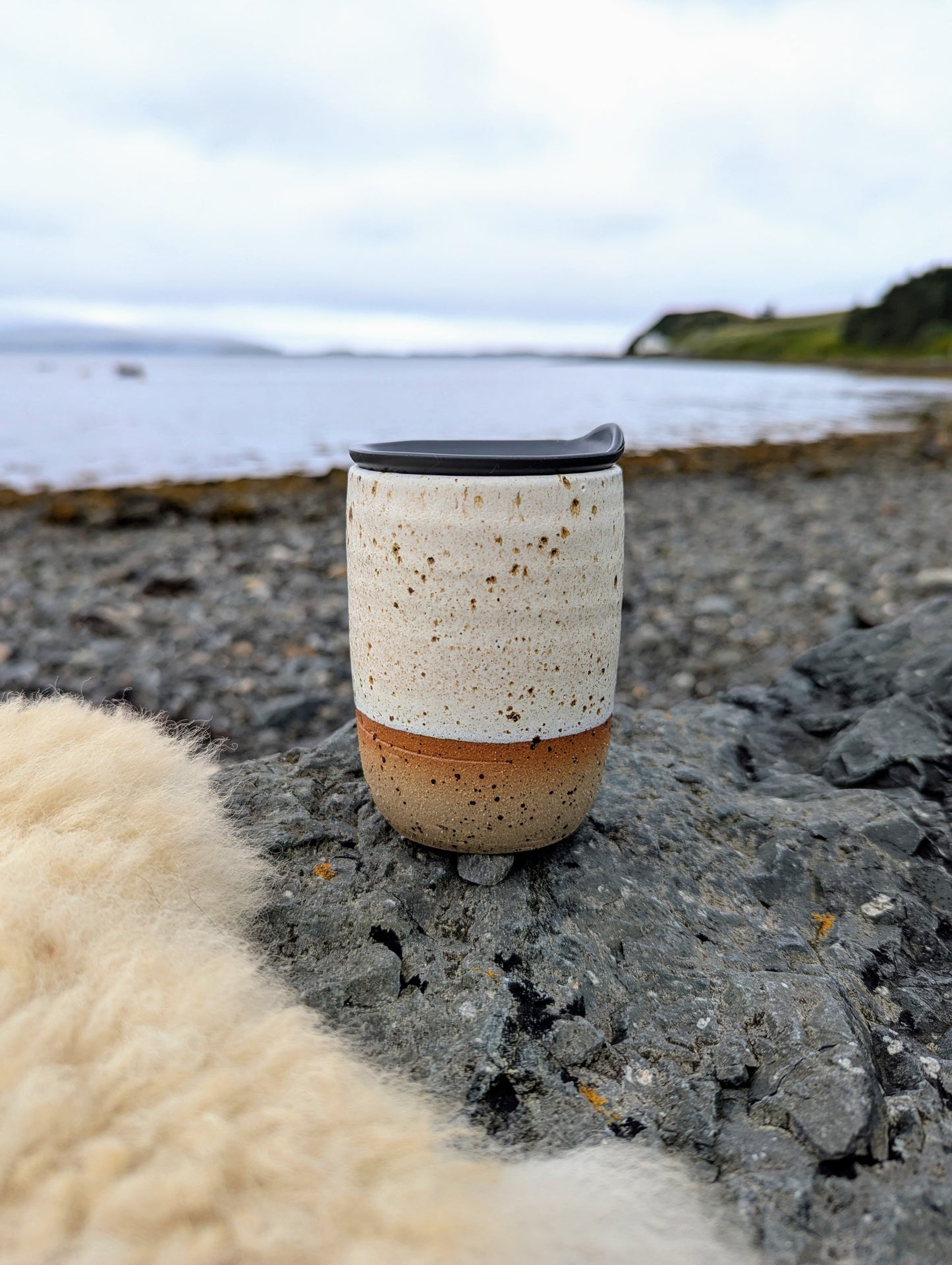 Hand Thrown Skye Travel Mug (White or Coral Blue)