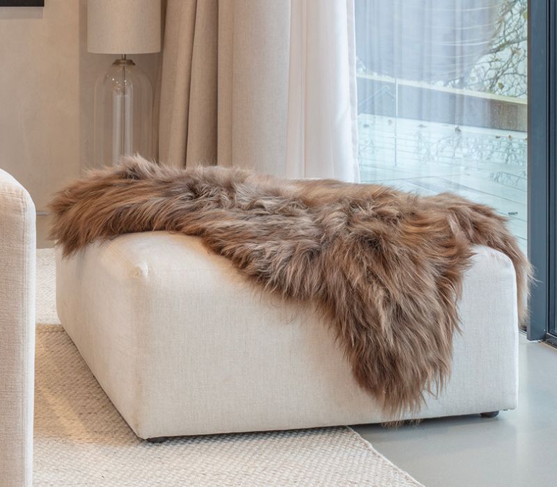 ICELANDIC WALNUT SHEEPSKIN RUG/THROW (DYED)