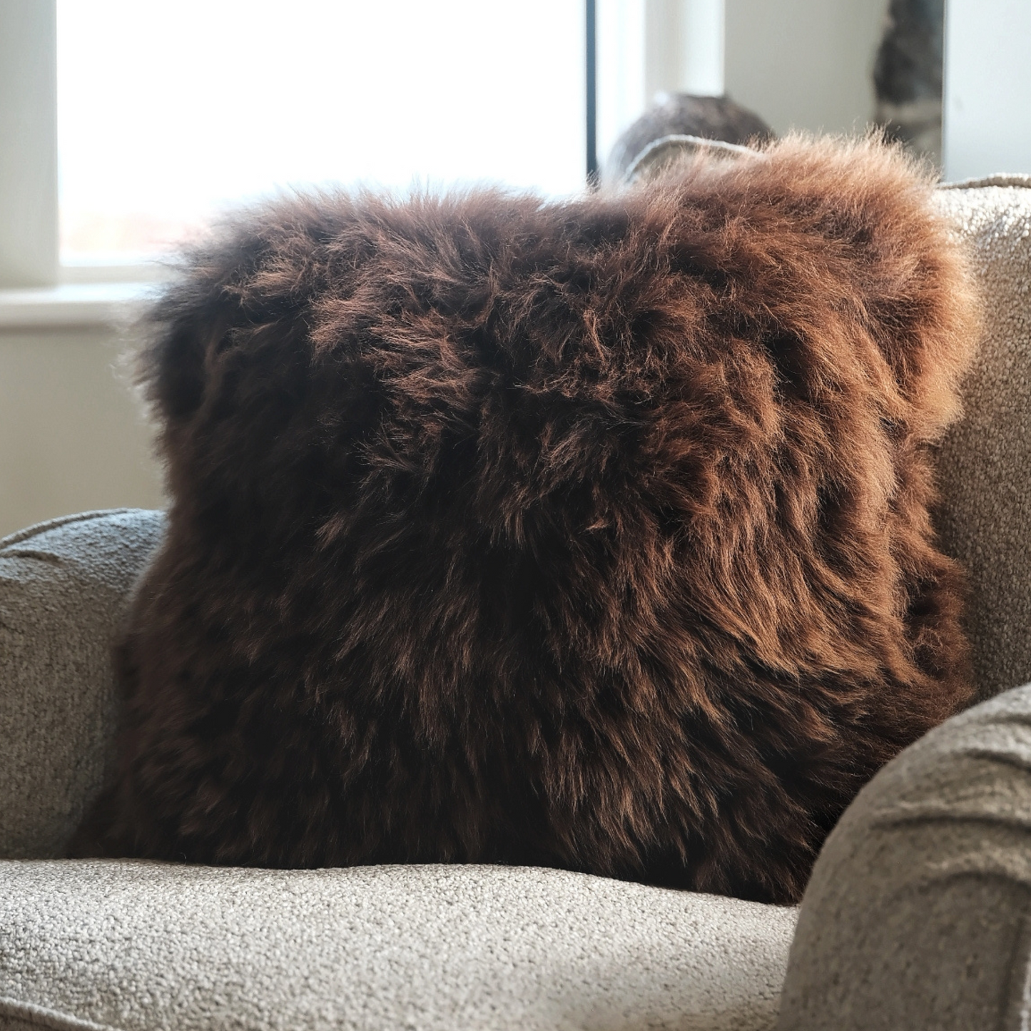 SHEEPSKIN SQUARE CUSHION (CHOICE OF SHEEPSKIN COLOURS)