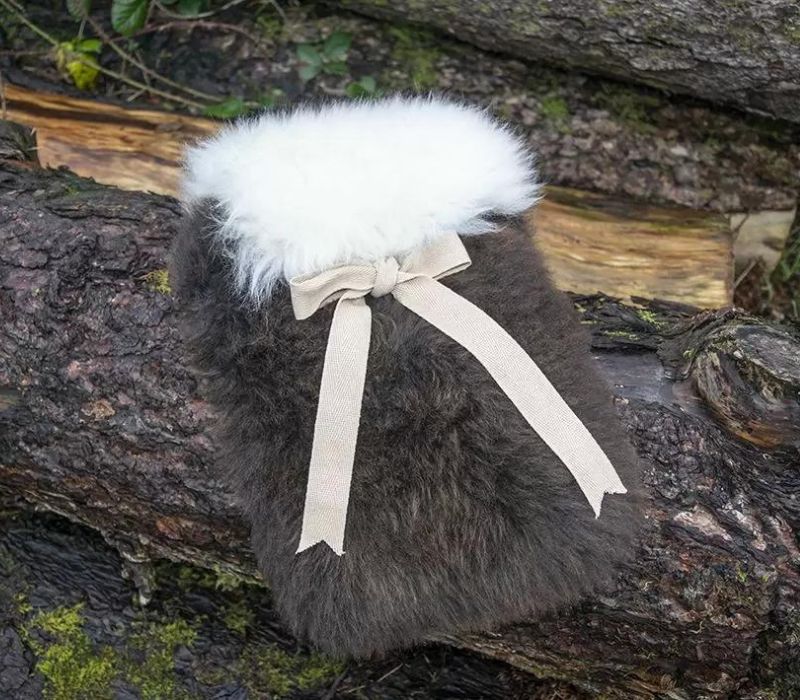 Small Sheepskin Snuggle - Brown with White Lid