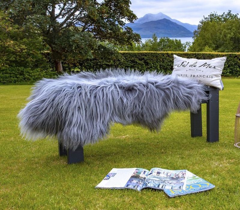 Icelandic Grey (Dyed) Sheepskin Rug / Throw 110x80cms