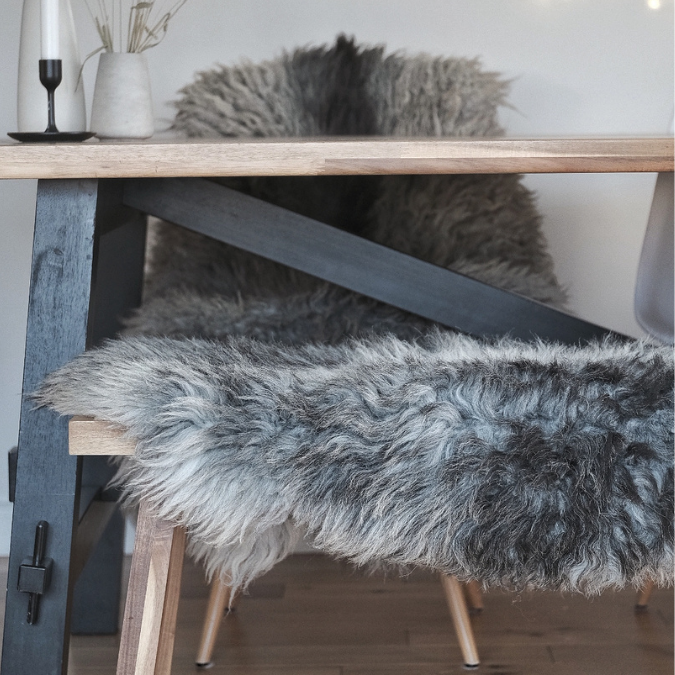 An image of a sheepskin on a bench
