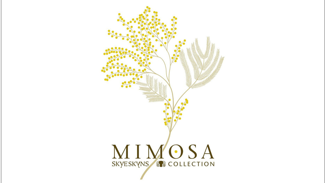 mimosa logo, Skyeskyns, Scottish sheepskins