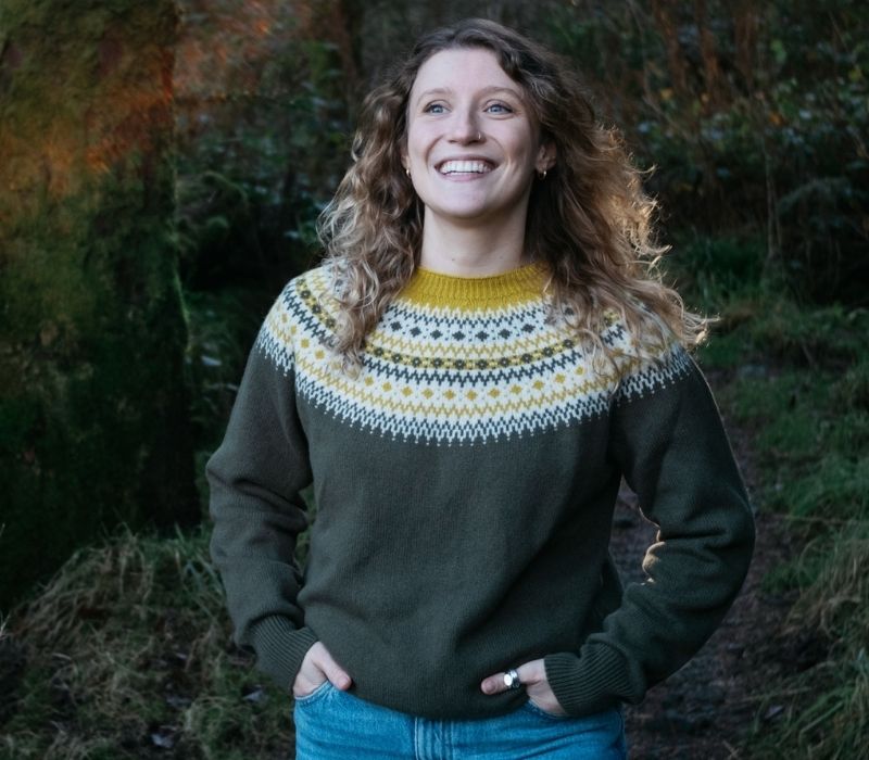 Dorothy Yoke Crew Jumper in Lichen