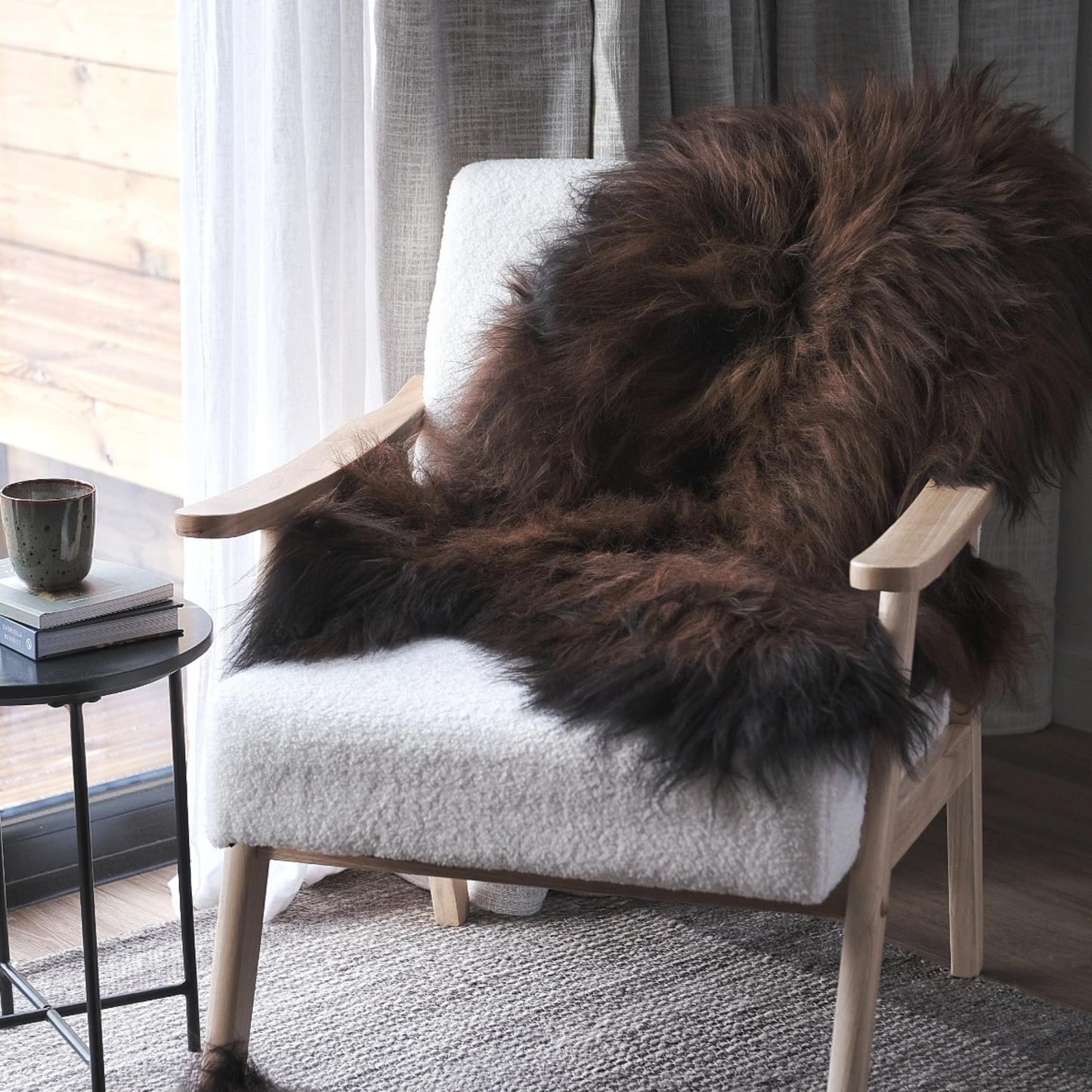 Icelandic Dark Rusty Brown SHEEPSKIN RUG / THROW