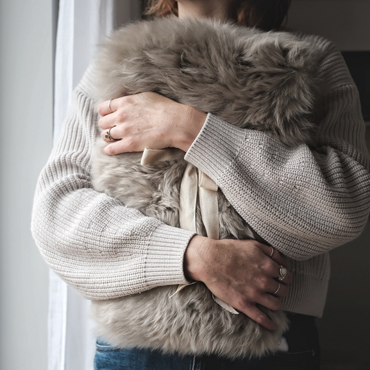 Large Sheepskin Snuggle in Taupe Grey