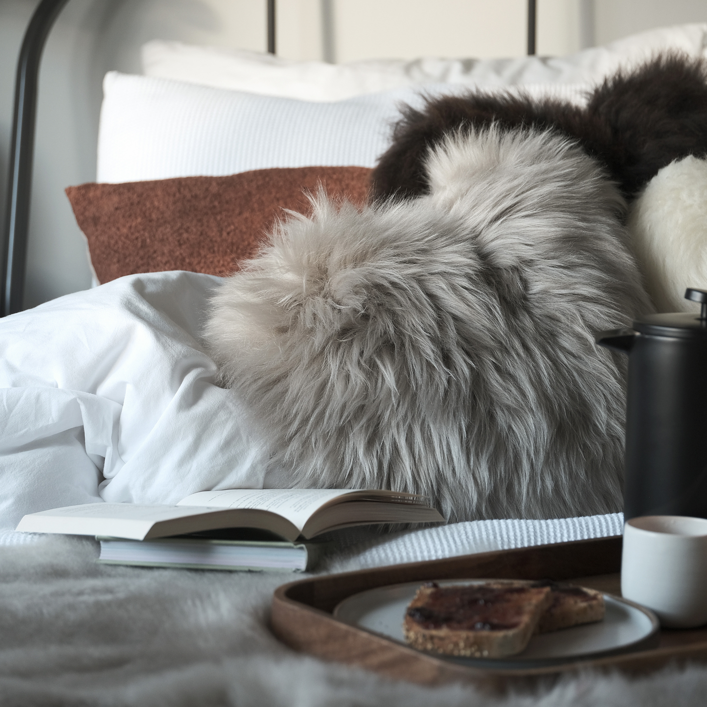 Sheepskin Heart Cushion (choice of colours)