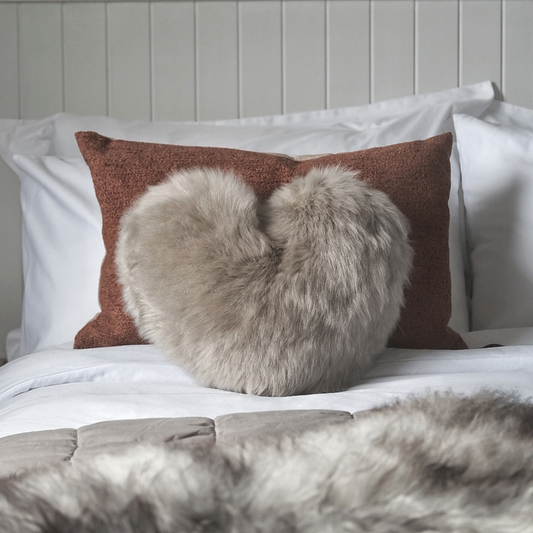 Sheepskin Heart Cushion (choice of colours)