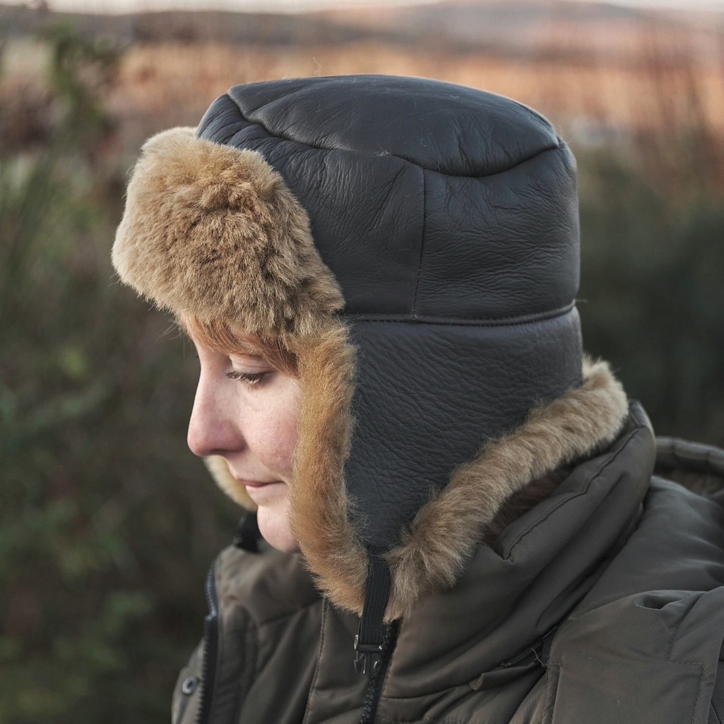 Trapper Hat in Brown and Honey