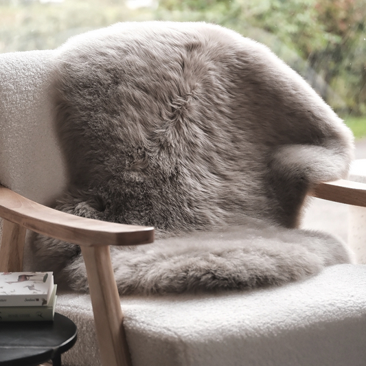 Taupe Grey Sheepskin Rug / Throw