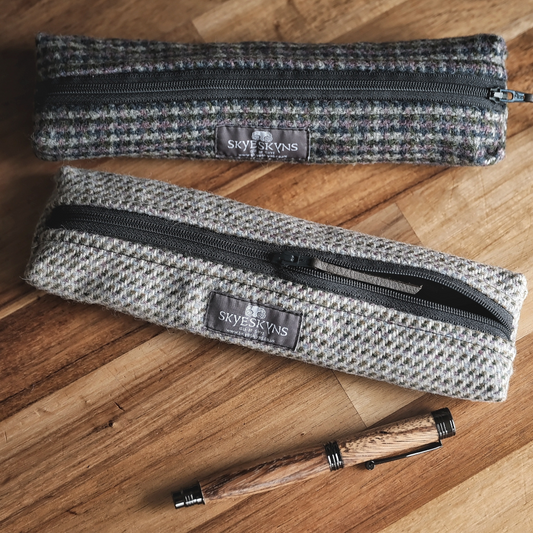 Skye Tweed Pencil Case in Heather or Grey