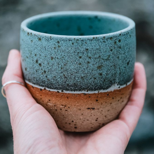 Small Hand Thrown Skye Tumbler Cup (White or Coral Blue)