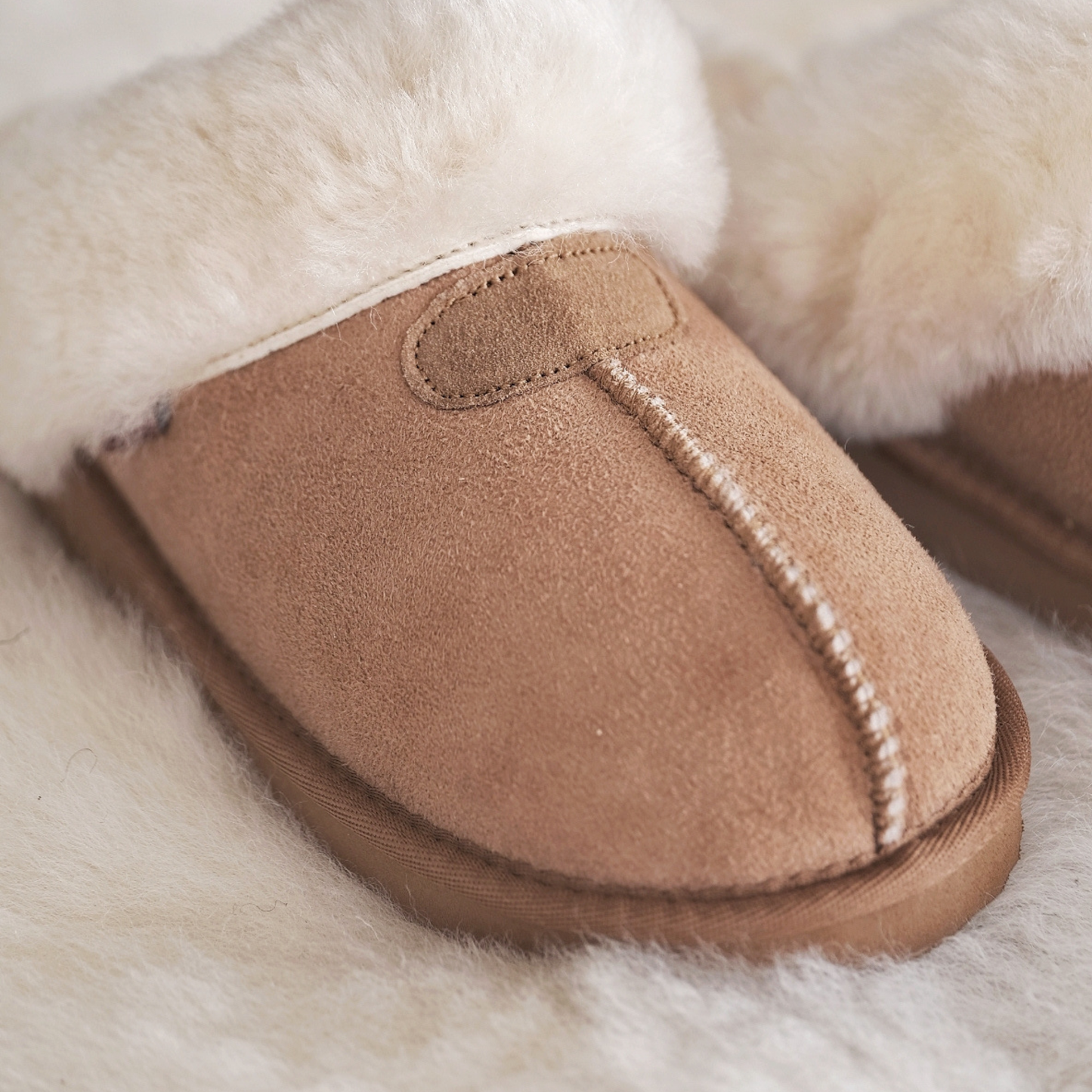 SHEEPSKIN MULE SLIPPERS CHESTNUT (UK 4-8)