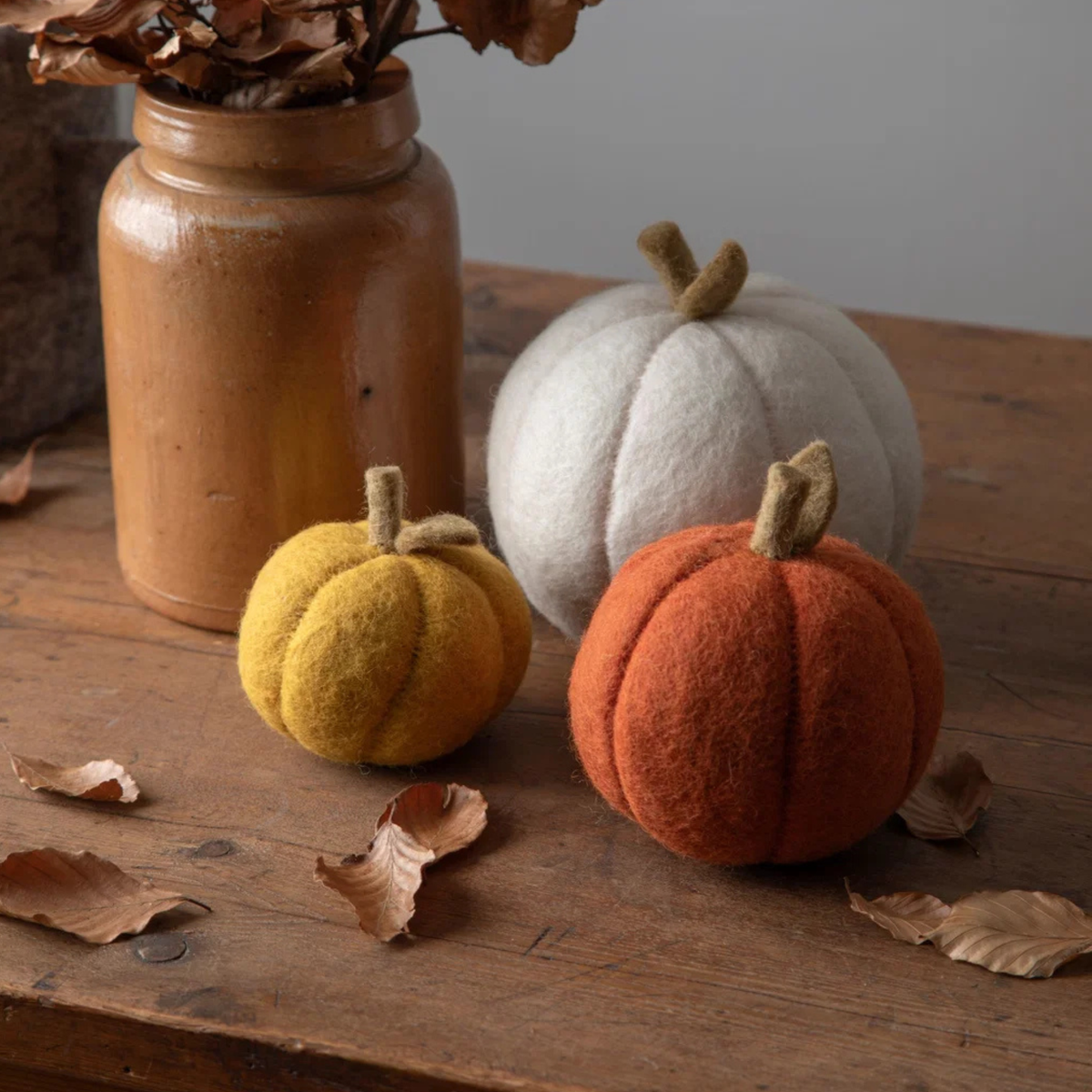 White Felt Pumpkin - 12cm