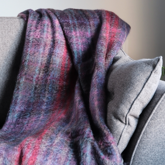 Green Grove Weavers Mohair Throw in Sloeberry