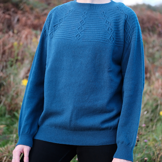 Ladies Harley of Scotland Duke Lambswool Crew Neck Sweater