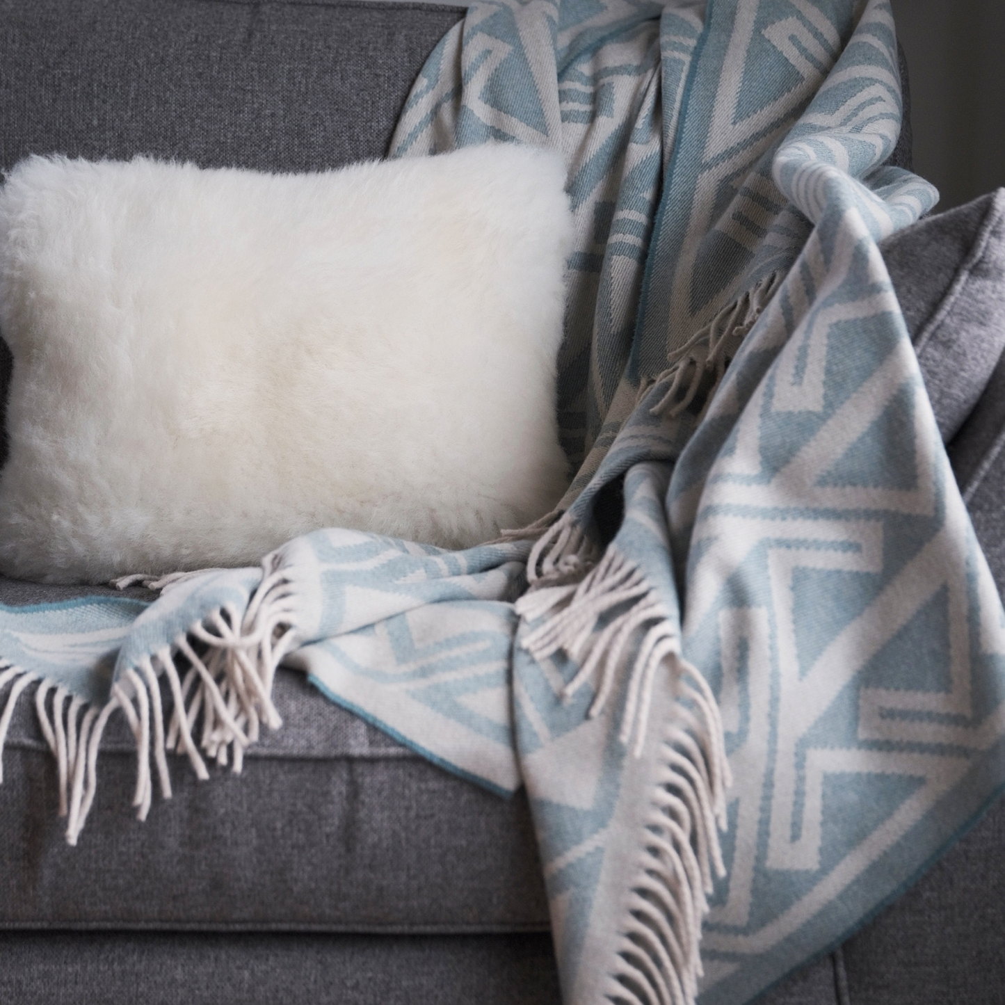 Fortriu Wool Throw in Woad
