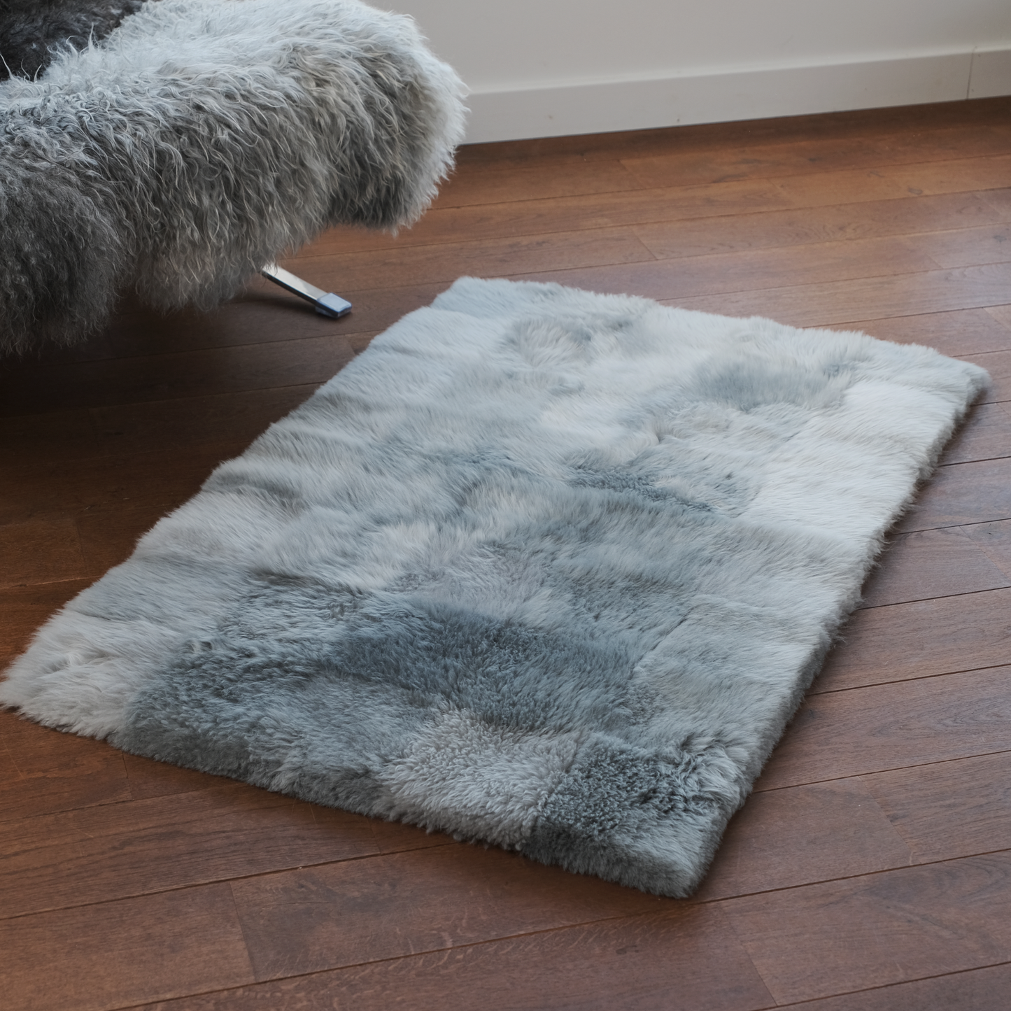 Mosaic Sheepskin Rug in Grey 4 x 2.5 ft