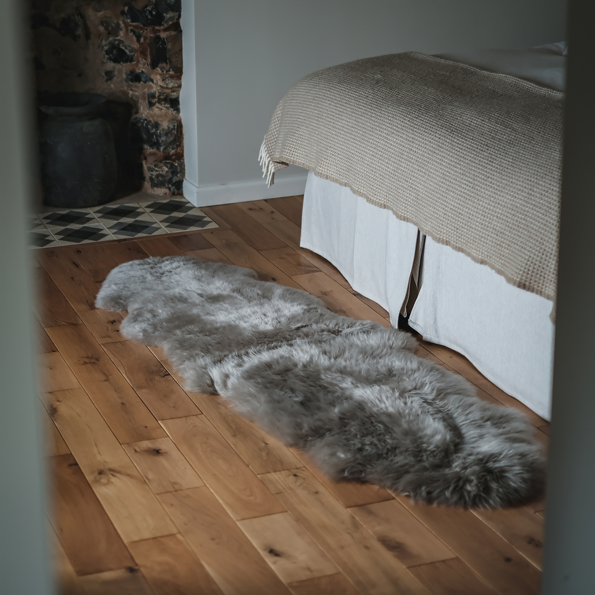 Taupe Grey End to End Rug / Throw