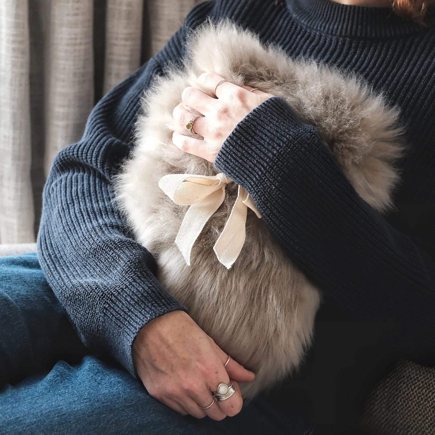 Small Sheepskin Snuggle in Taupe Grey