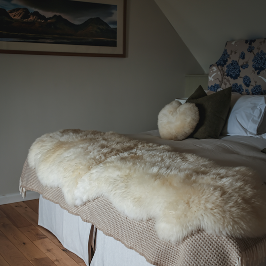Natural White End-to-End Double Sheepskin Rug / Throw