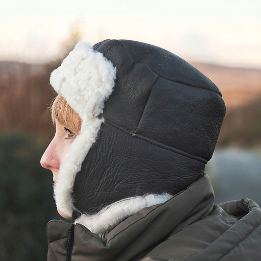 Trapper Hat in Brown and Cream