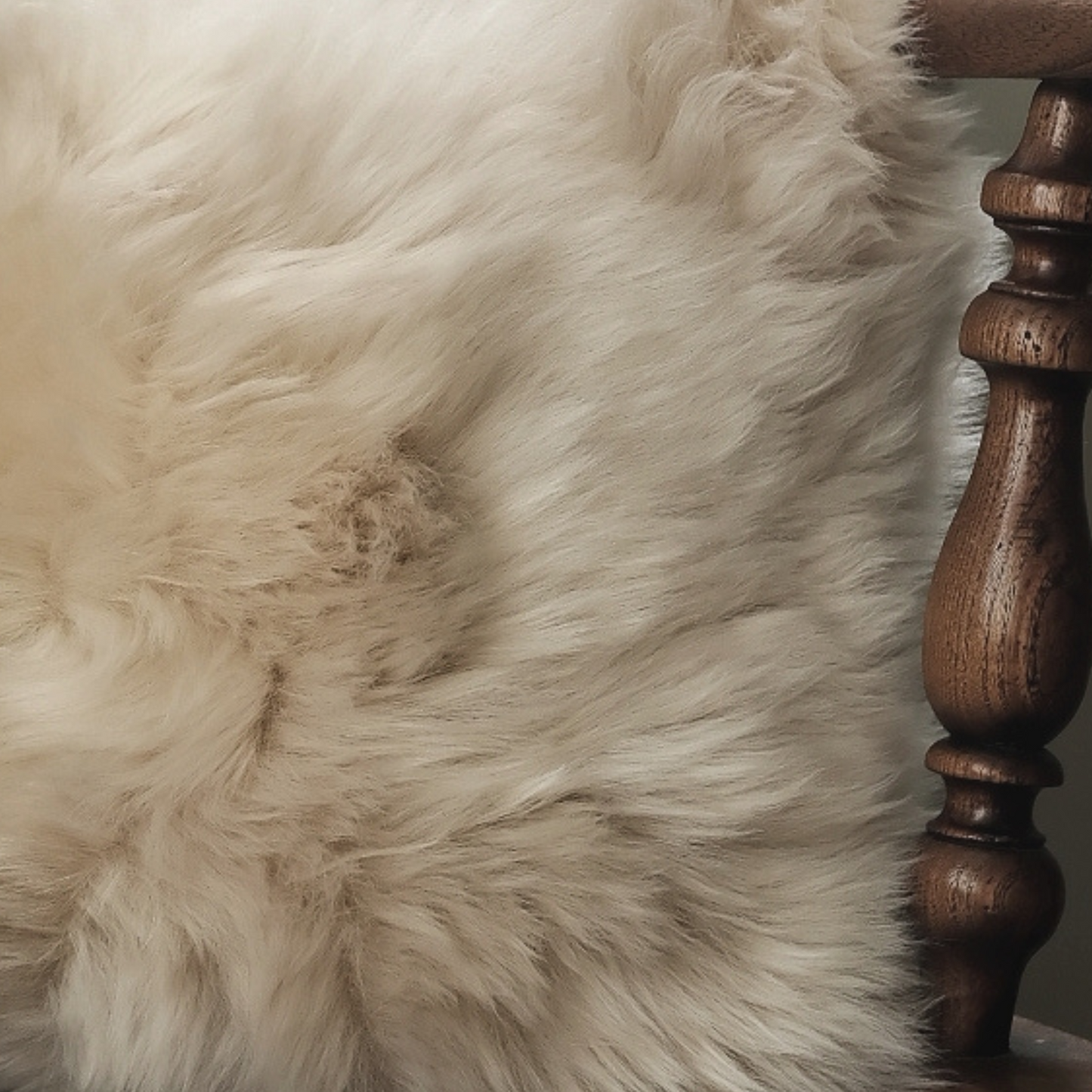 Oblong Sheepskin Cushion in Linen
