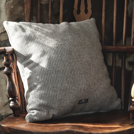 Skye Tweed Square Cushion in Grey