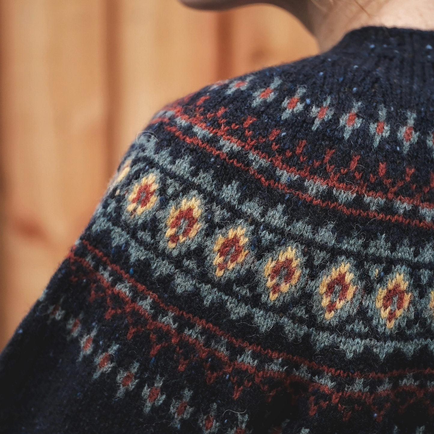 Ladies Harley of Scotland Jura Lambswool Fairisle Crew Neck Sweater